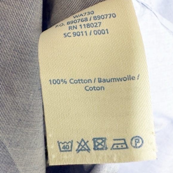 Boden Chambray Collarless Button Down Shirt Blue Size 8 - Picture 6 of 7